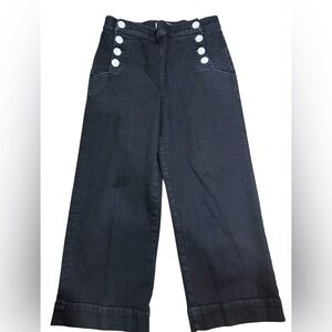 Loft Sailor Wide-Leg Culottes with Button Detail